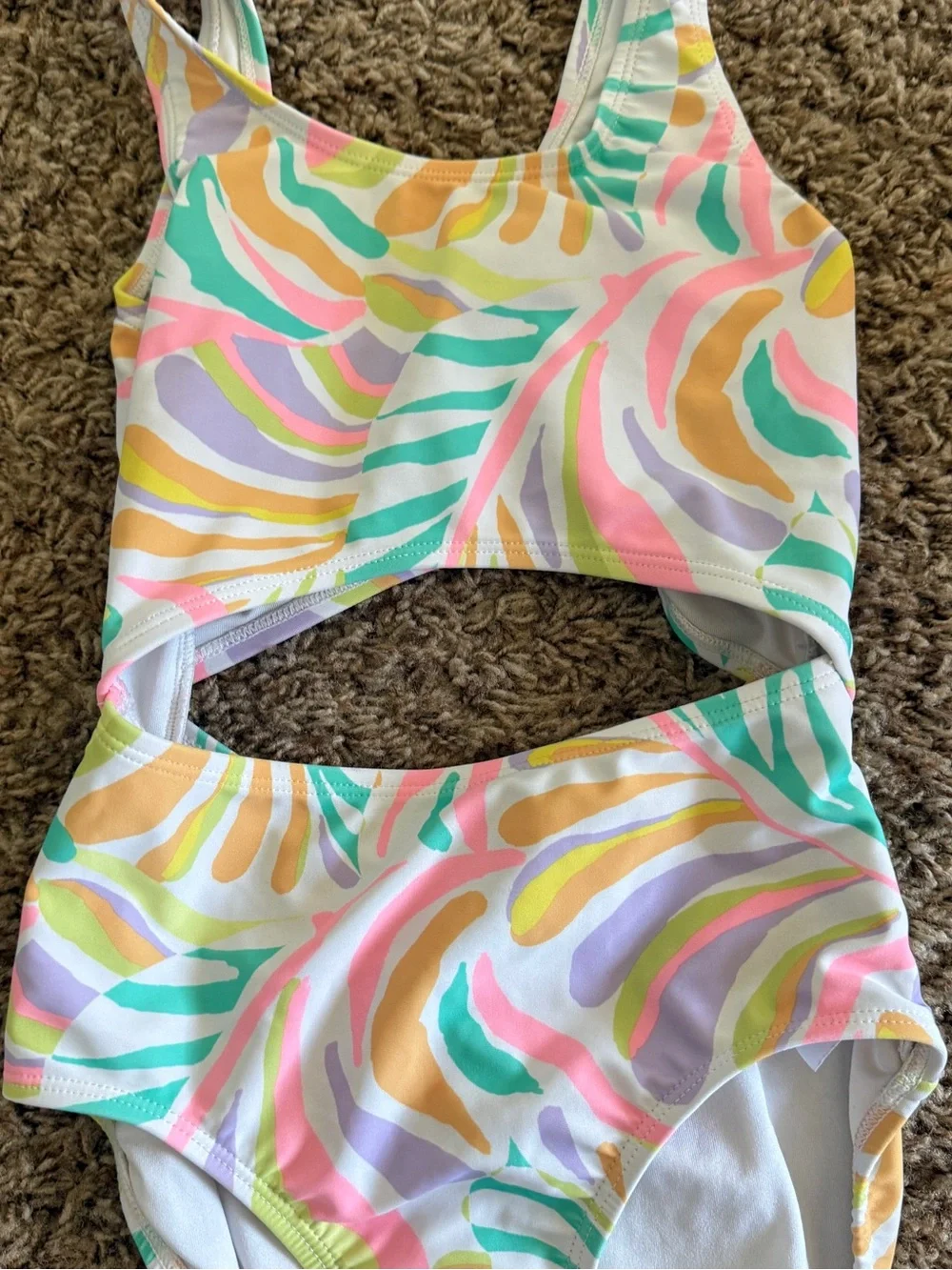 Old Navy Girls' Pastel Rainbow Cutout One-Piece Swimsuit